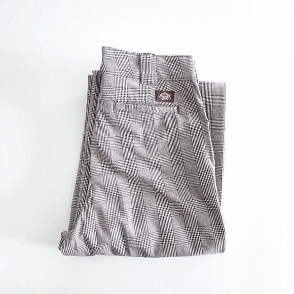 Dickies Womens Houndstooth Straight Trouser Pants Brown Size 8R - Picture 4 of 12